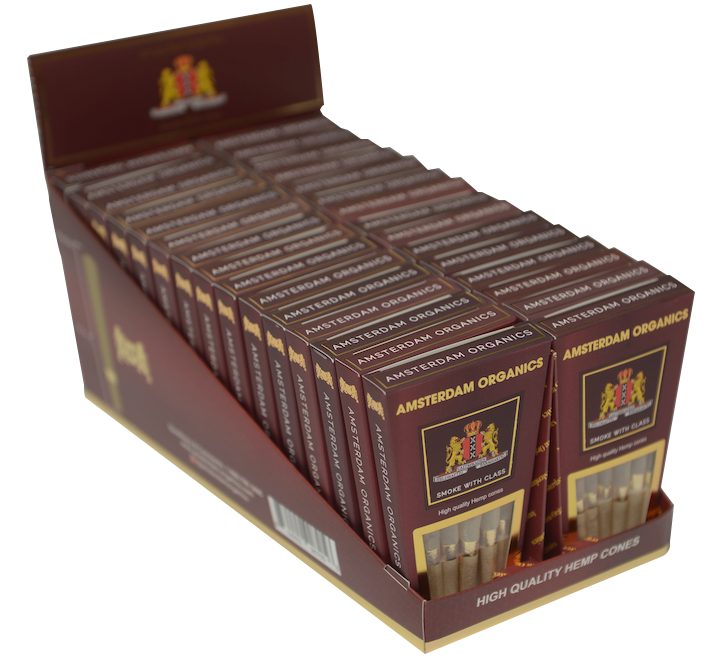 Box of 30 packs king size organic hemp based luxury preroll cones burgundy packs 180 cones